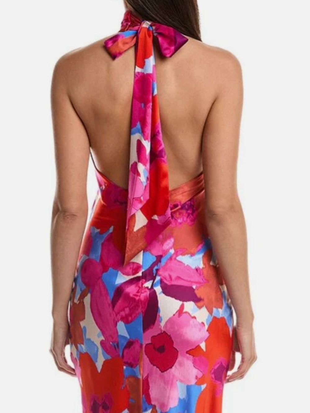 Ramy Brook Floral Tatiana Gown Halter Dress in Pink & Red Nwt Size 8 - Picture 2 of 6